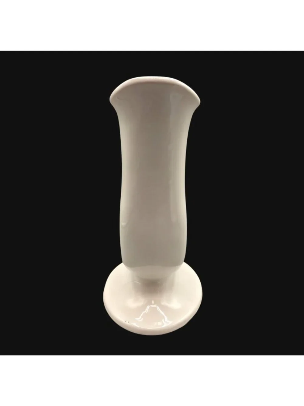 Vintage Hall USA White Ceramic Tulip Vase Scalloped Rim Pedestal Base 10 Inch